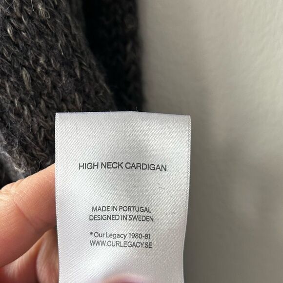 Our Legacy Men’s Alpaca Linen Wool Blend Chunky Knit Cardigan - Picture 6 of 11